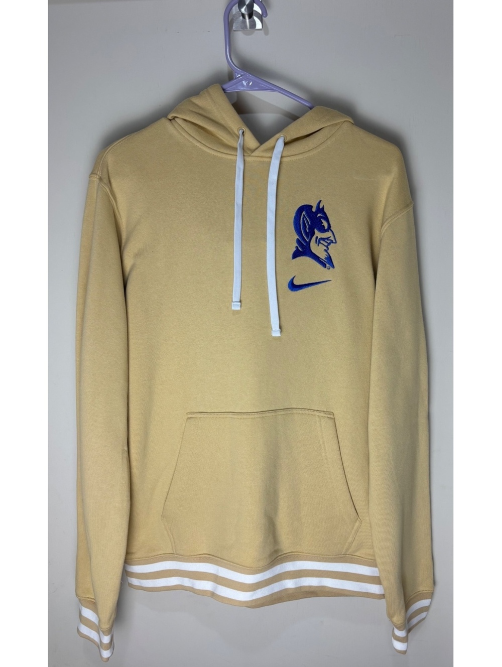 Nike Duke Blue Devils Hoodie Men M Rattan Beige Embroidered Swoosh NWT